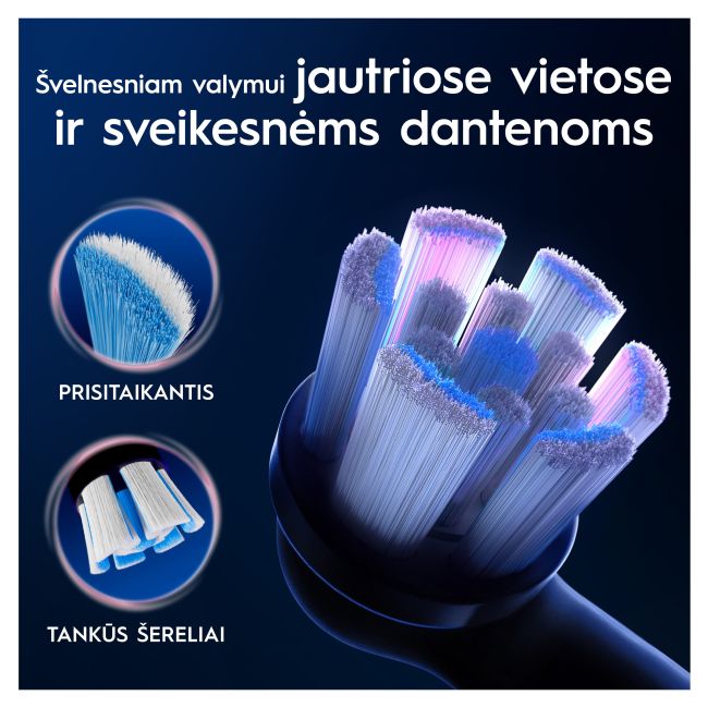 ORAL-B IO GENTLE CARE keičiamosios elektrinio dantų šepetėlio galvutės (4 vnt.)