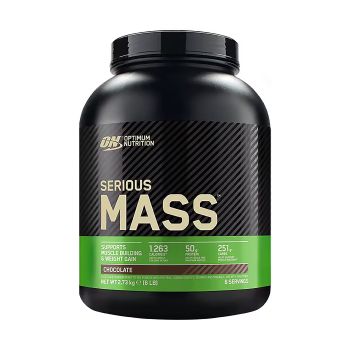 ON OPTIMUM NUTRITION SERIOUS MASS šokolado skonio baltymų milteliai, 2,73 kg