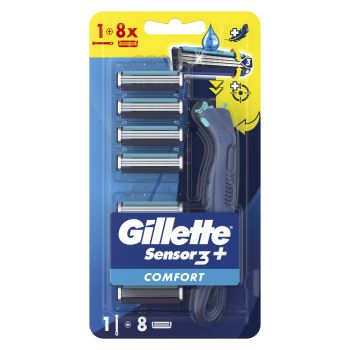 GILLETTE SENSOR 3+ COMFORT skustuvas + 8 galvutės