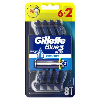 GILLETTE BLUE3 PLUS COMFORT vienkartiniai skustuvai (6 +2 vnt.)