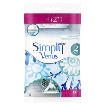 GILLETTE SIMPLY VENUS vienkartiniai skustuvai (4 + 2 vnt.)