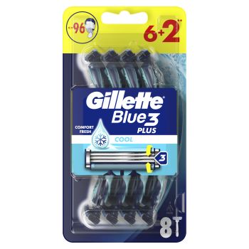 GILLETTE BLUE 3 COOL PLUS vienkartiniai skustuvai (6 + 2 vnt.)