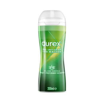 DUREX 2 IN 1 MASSAGE LUBE ALOE VERA lubrikantas ir masažo želė, 200 ml