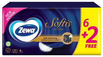 ZEWA SOFTIS PROTECT vienkartinės nosinaitės (6 + 2 vnt.)