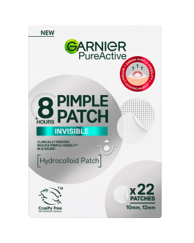GARNIER PURE ACTIVE INVISIBLE 8 valandų hidrokoloidiniai spuogų pleistrai (22 vnt.)