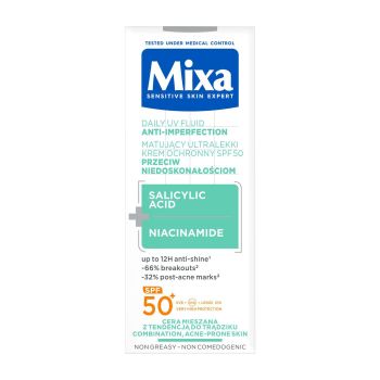 MIXA ANTI-IMPERFECTIONS SPF50+ veido kremas, 40 ml