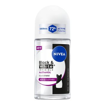 NIVEA BLACK & WHITE INVISIBLE AUTHENTIC rutulinis dezodorantas antiperspirantas, 50 ml