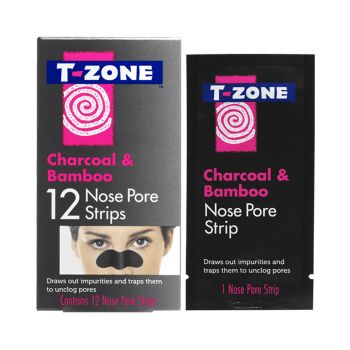 T - ZONE CHARCOAL & BAMBOO nosies porų valymo juostelės (12 vnt.)
