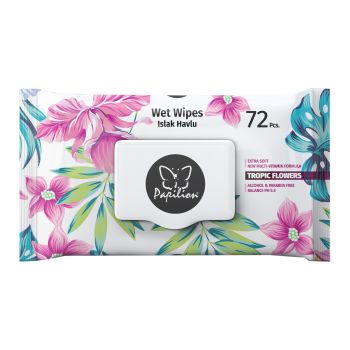 PAPILION TROPIC FLOWERS drėgnos servetėlės (72 vnt.)