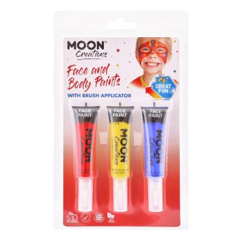 MOON CREATIONS veido ir kūno dažai (3 x 15 ml)