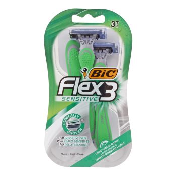 BIC FLEX3 SENSITIVE vienkartiniai skustuvai, 3 vnt.