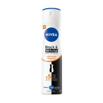 NIVEA BLACK & WHITE INVISIBLE ULTIMATE IMPACT 5 IN 1 purškiamamasis dezodorantas, 150 ml