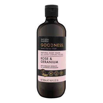 BAYLIS & HARDING GOODNESS ROSE & GERANIUM kūno prausiklis, 500 ml