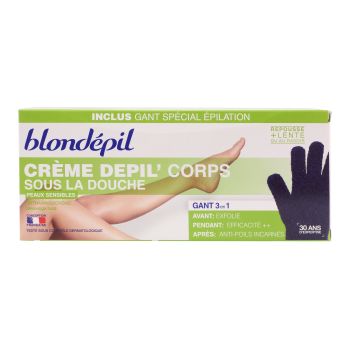 BLONDEPIL GANT 3 EN 1 dušo depiliacinis kremas + šveičiamoji pirštinė, 200 ml