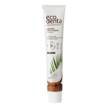 ECODENTA COSMOS ORGANIC dantų pasta nuo apnašų su kokosų aliejumi, 75 ml