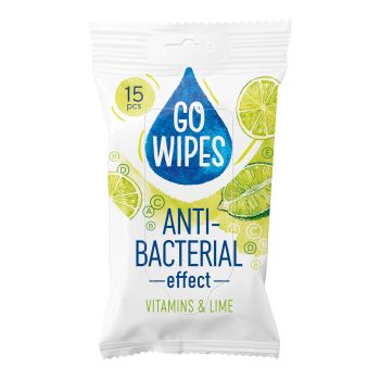GO WIPES VITAMINS & LIME drėgnos servetėlės (15 vnt.)