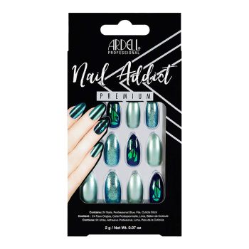 ARDELL ADDICT PREMIUM GREEN GLITTER CHROME priklijuojami nagai