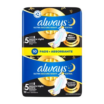 ALWAYS ULTRA SECURE NIGHT EXTRA higieniniai paketai (10 vnt.)
