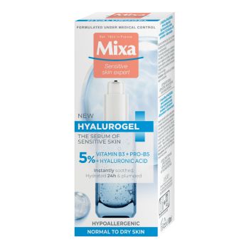 MIXA HYALUROGEL SENSITIVE SKIN veido serumas, 30 ml