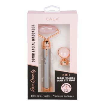 CALA ROSE QUARTZ 2-IN-1 masažiniai veido ir paakių voleliai