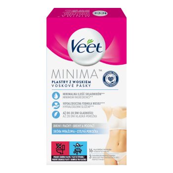 VEET MINIMA šaltojo vaško depiliavimo juostelės (16 vnt.)