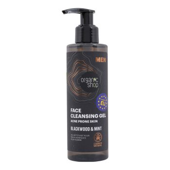 ORGANIC SHOP BLACKWOOD & MINT vyrų valomoji veido želė, 200 ml