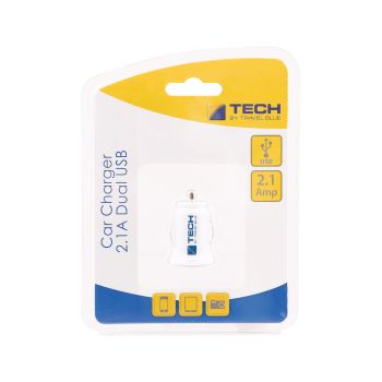 TECH BY TRAVEL BLUE automobilio įkroviklis 2,1 A dvigubas USB