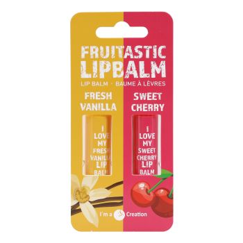 2K FRUITASTIC FRESH VANILLA & SWEET CHERRY lūpų balzamai, 2 x 4.2 g