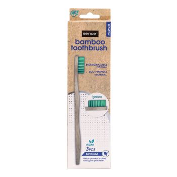 SENCE BAMBOO MEDIUM dantų šepetėliai (3 vnt.)