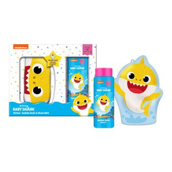 PINKFONG BABY SHARK vaikų vonios putos (250 ml) ir vonios pirštinė
