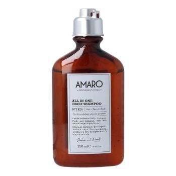 FARMAVITA AMARO ALL IN ONE DAILY vyrų plaukų, barzdos ir kūno šampūnas, 250 ml