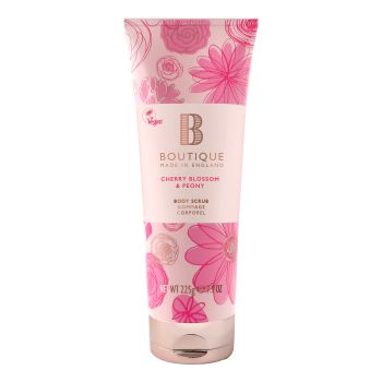BOUTIQUE CHERRY BLOSSOM & PEONY kūno šveitiklis, 225 g
