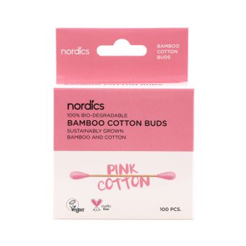 NORDICS BAMBOO PINK COTTON vatos pagaliukai (100 vnt.)