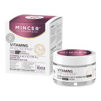 MINCER VITAMINS PHILOSOPHY REPAIRING naktinis veido kremas, 50 ml