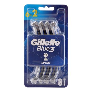 GILLETTE BLUE 3 SPORT vienkartiniai skutimosi peiliukai (6 + 2 vnt.)