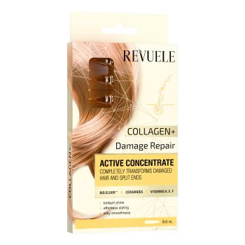 REVUELE COLLAGEN + DAMAGE REPAIR plaukų skystis ampulėse (8 x 5 ml)