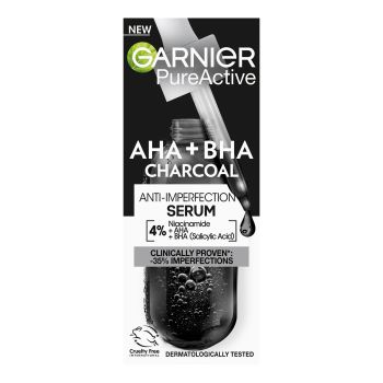 GARNIER PURE ACTIVE AH + BHA CHARCOAL veido serumas, 30 ml