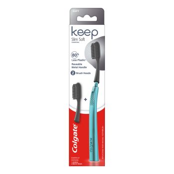 COLGATE KEEP CHARCOAL dantų šepetėlis + galvutės (2 vnt.)