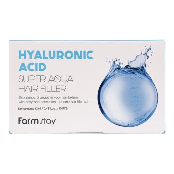 FARMSTAY HYALURONIC ACID SUPER AQUA plaukų priežiūros priemonė, 13 ml x 10 vnt.