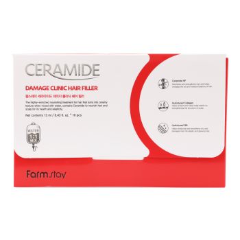 FARMSTAY CERAMIDE DAMAGE CLINIC plaukų priežiūros priemonė, 13 ml x 10 vnt.