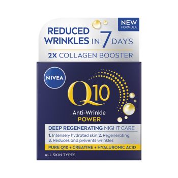 NIVEA Q10 POWER stangrinamasis naktinis kremas nuo raukšlių, 50 ml