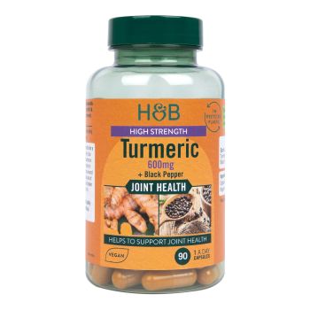 H&B HIGH STRENGTH Ciberžolė 600 MG ir juodieji pipirai, 90 kapsulių