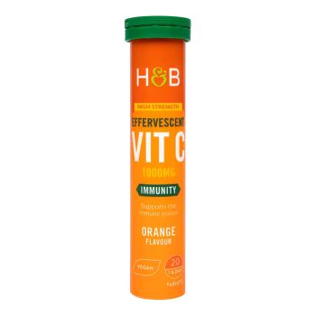 H&B HIGH STRENGTH Vitaminas C 1000 MG, 20 šnypščiųjų tablečių
