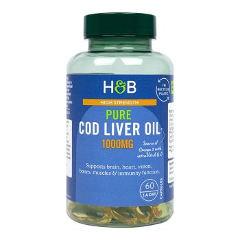 H&B Menkių kepenų žuvų taukai 1000 MG, 60 kapsulių