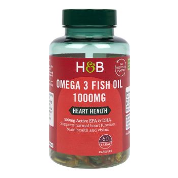 H&B OMEGA 3 Žuvų taukai 1000 MG, 60 kapsulių