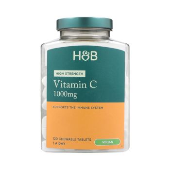 H&B HIGH STRENGTH vitaminas C 1000 MG, 120 kramtomųjų tablečių
