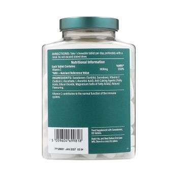 H&B HIGH STRENGTH vitaminas C 1000 MG, 120 kramtomųjų tablečių