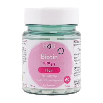 H&B Biotinas 1000 µg plaukams, 60 tablečių