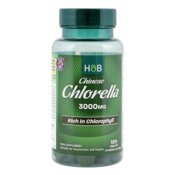 H&B Kininė chlorella 3000 MG, 120 tablečių