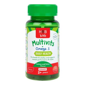 H&B Vaikams Multivitaminai + OMEGA 3, 30 guminukų